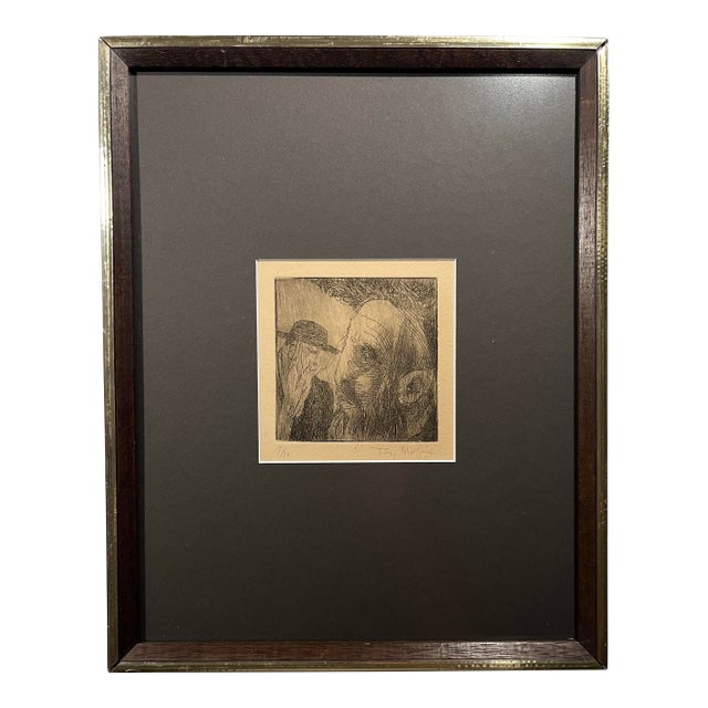C. 1969 Tony Mafia Signed Etching Jewish Figures 9/10 Rare Limited Edition For Sale