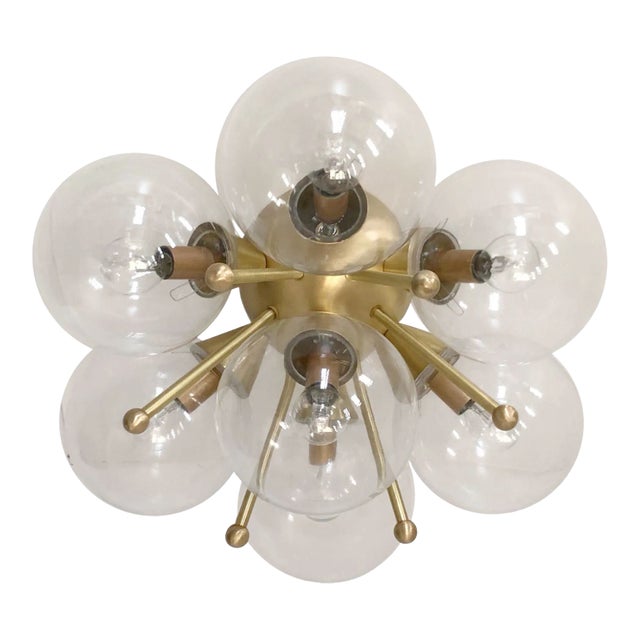 21st Century Satin Brass and Clear Sakura Flush Mount by Fabio Ltd For Sale