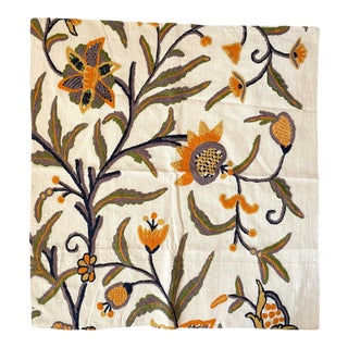 Schumacher Crewel, Oak Tangerine Fabric, 25 X 26” For Sale