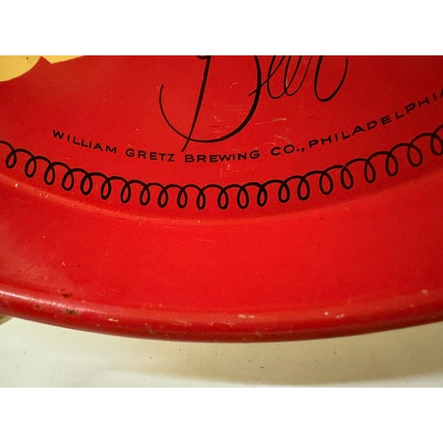 1930s 1930s William Gretz Brewing Co. Tin Litho Beer Serving Tray For Sale - Image 5 of 8