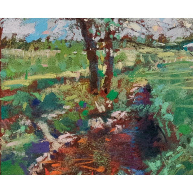 This gouache painting captures a serene hazelnut field, where gentle brushstrokes evoke the lushness of the landscape. The...