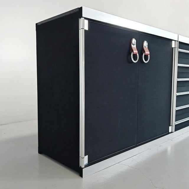 Sideboard in Fabric, Leather, Marble and Metal attributed to Guido Faleschini for I4 Mariani Hermes, 1970s For Sale - Image 17 of 18