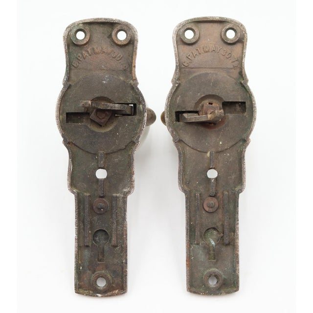 Early 20th Century Antique 1870s Gilbert Patent Lever Door Knob Set For Sale - Image 5 of 5