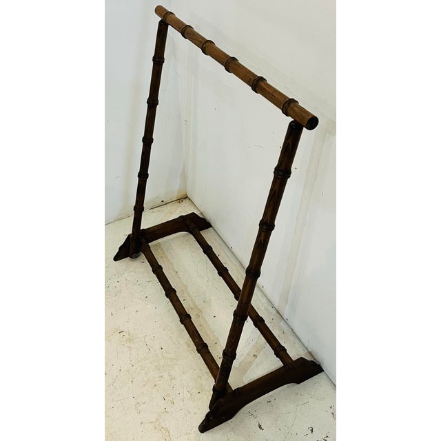 Vintage Faux Bamboo Wood Blanket Rack / Quilt Stand – Hollywood Regency Coastal Style For Sale - Image 10 of 11