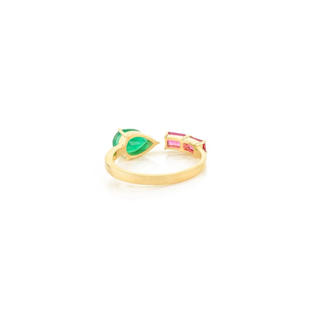 Gemstone Open Design Pear & Baguette Toe Et Moi Ring by VRjewels Size 6.5 For Sale - Image 7 of 12