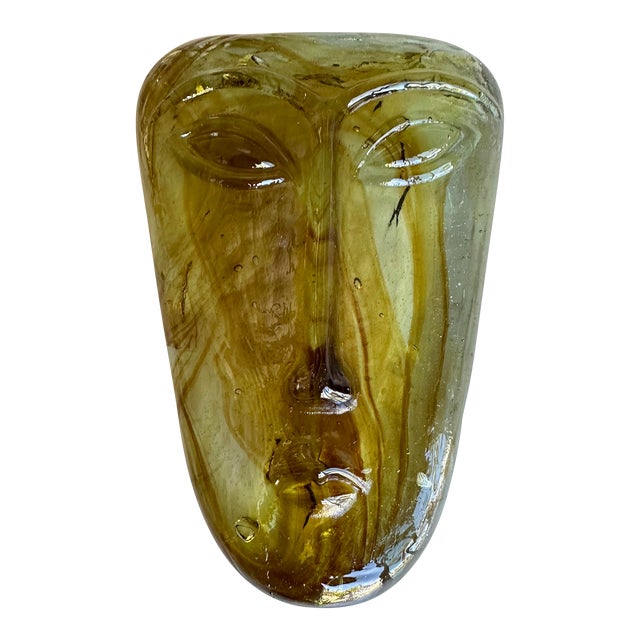 Erik Hoglund for Kosta Boda Attributed Glass Face Mask Sculpture For Sale