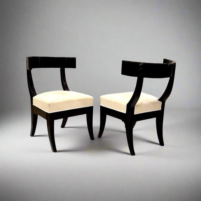 Black Pair of Klismos Early 19th Century Ebonized Side Chairs For Sale - Image 8 of 9