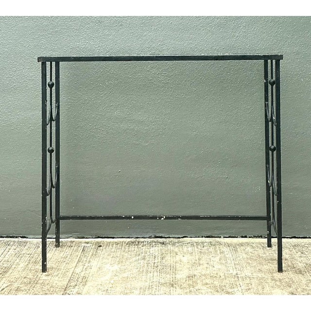 Vintage Iron and Glass Console Table For Sale - Image 10 of 12