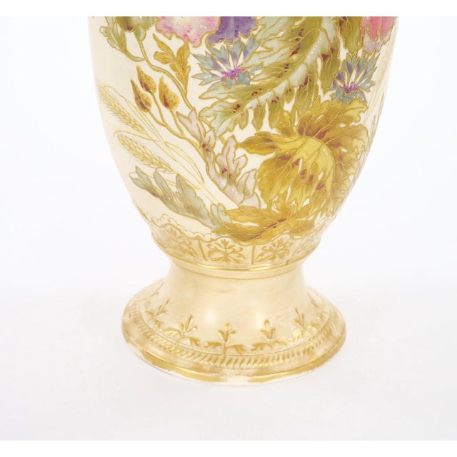 Late 19th Century Tall Antique Hand Painted & Gilt Decorated German Porcelain Decorative Vase For Sale - Image 5 of 12