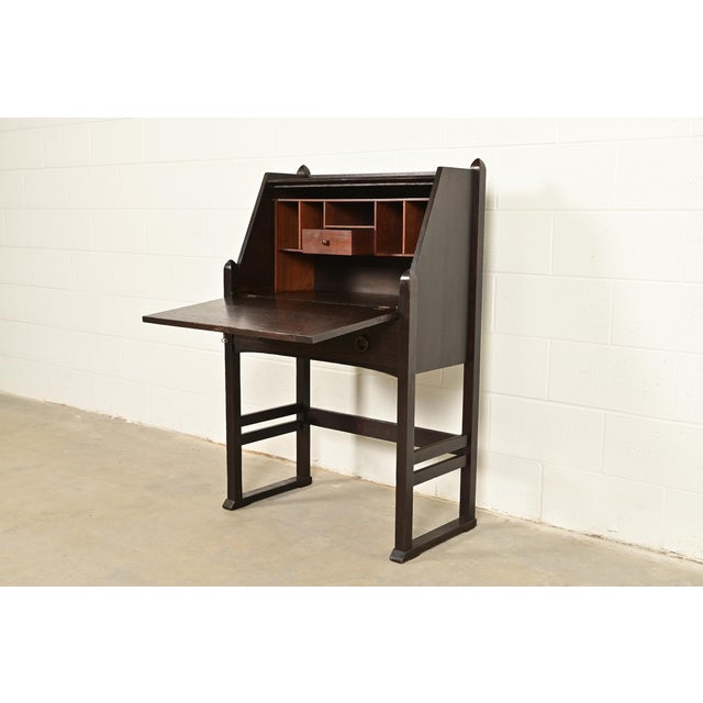 Stickley Brothers Antique Mission Oak Arts & Crafts Drop Front Secretary Desk, Circa 1910 For Sale In South Bend - Image 6 of 15