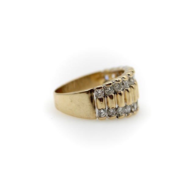 Vintage 14k Gold Diamond Encrusted Band, Size 5.5 For Sale - Image 4 of 10