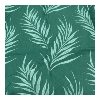 Vintage 1970s Pinch Pleat Green Palm Fronds Curtains, 4 Panels With Pompom Tie Backs For Sale