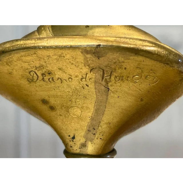 19th Century Antique French Gilt Bronze Inkwell on Rouge Marble Stand For Sale - Image 5 of 7