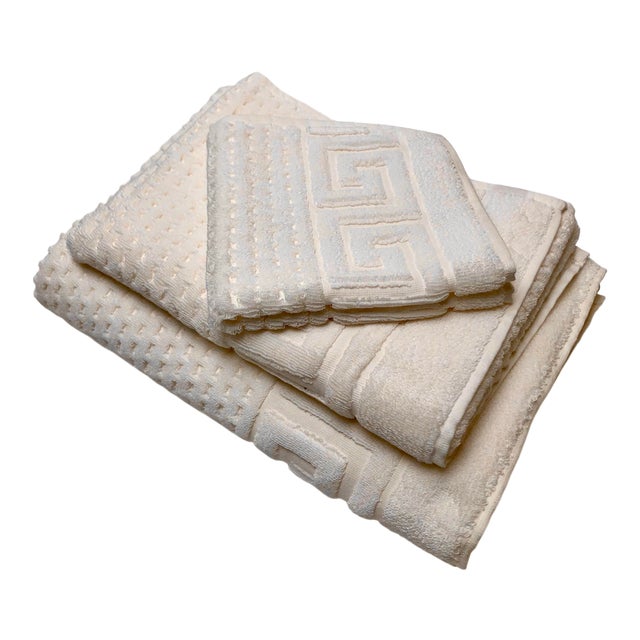 Greek Keys Ivory Turkish Towels, 3 Pieces Chairish