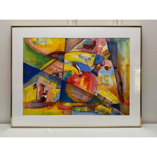 Contemporary Vintage Organic Modern Still Life Framed Original Watercolor Painting “Santa Fe Cocktail" by Grady H. Pennington For Sale - Image 3 of 12