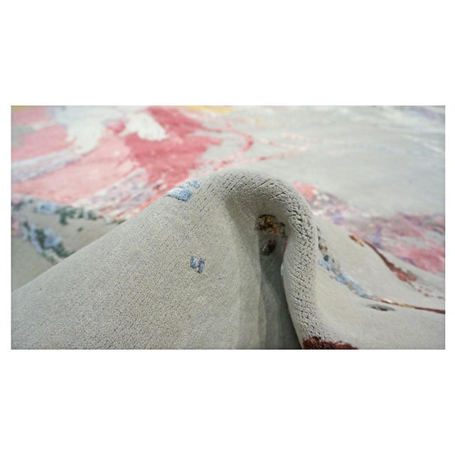 Textile Indo-Napalese Modern Sima Wool & Silk 12x15 Grey & Multi Color Handmade Area Rug #1144026 For Sale - Image 7 of 7