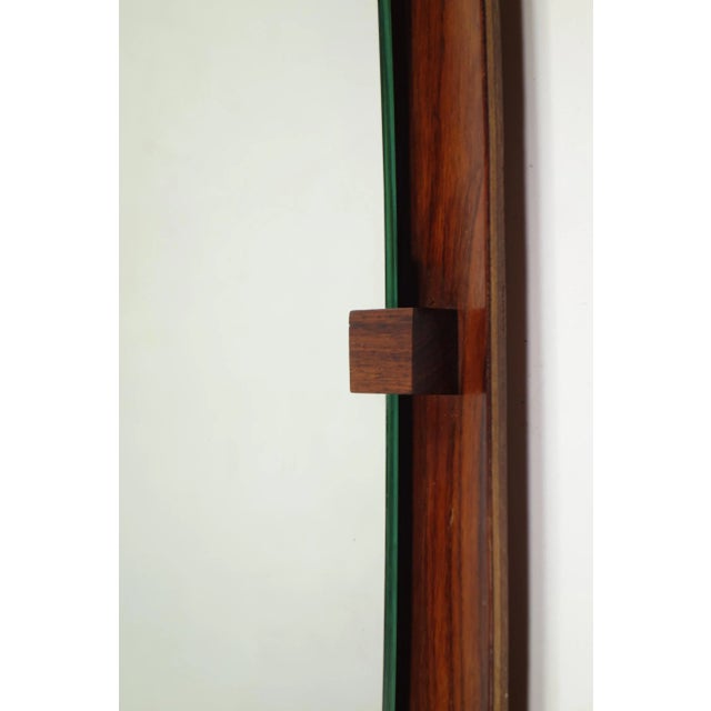 Mid-Century Modern Italian Design Teak Wood Wall Mirror, 1950 For Sale - Image 4 of 9