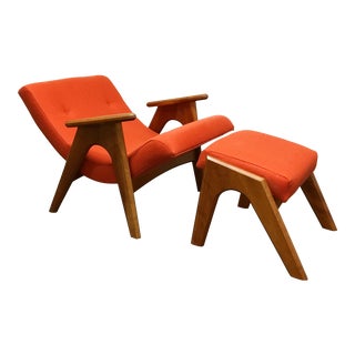 Vintage Mid Century Adrian Pearsall 862-C Chair and Ottoman For Sale