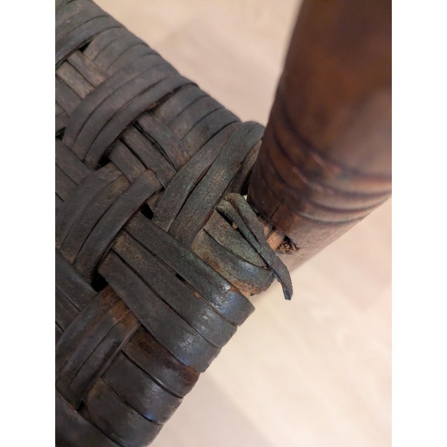 19th Century Early American Primitive Child's Ladderback Chair With Woven Leather Seat For Sale - Image 14 of 14