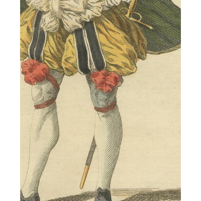 Jefferys, German Nobleman in Plumed Red Cap and Paned Hose, Costume of 1577, 1757, Engraving For Sale - Image 6 of 9