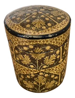 1980s Black and Gold Gilt Lacquer Box Smoking Set