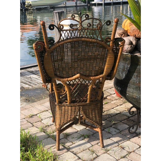 Heywood-Wakefield Heywood- Wakefield American Victorian Wicker Arm Chair For Sale - Image 4 of 12