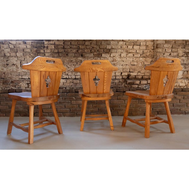 Sculptural Pine Dining Chairs with Keyhole Backs, 1970s, Set of 4 For Sale - Image 13 of 14