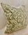 The product is a decorative pillow cover featuring a floral chenille embroidered design on sage washed velvet material....