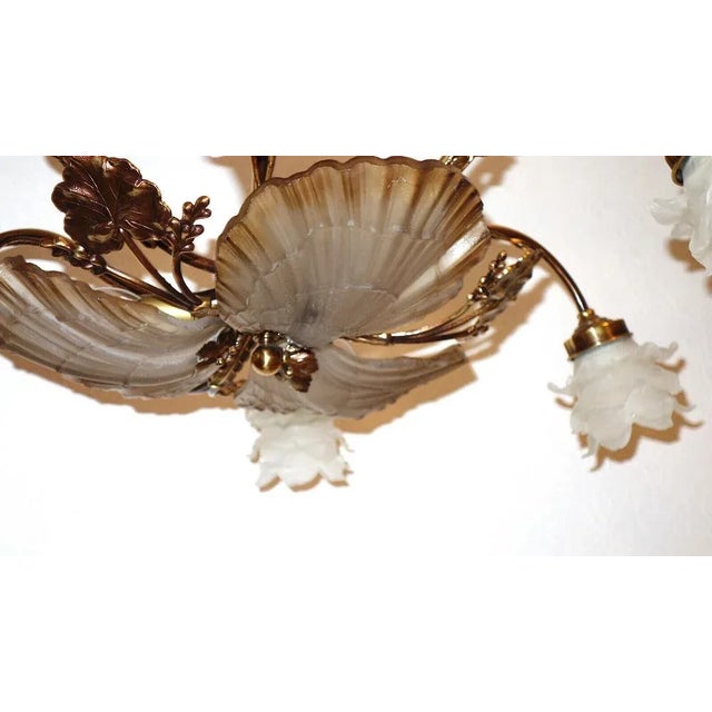 Spanish Mariner Brass and Glass Chandelier, 1950, in Very Good conditions. Designed 1920 to 1949 European Plug (up to...