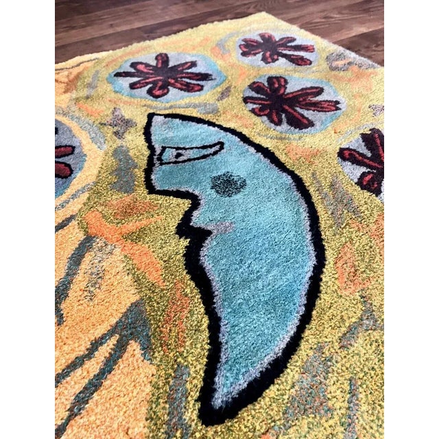 Le Chat La Lune et Le Soleil Rug, Corneille, 1970s For Sale - Image 6 of 14