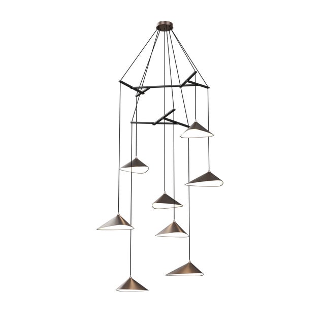 Emily V8 Pendant Light in Dark Bronze Semi-Matte by Daniel Becker for Moss Objects For Sale - Image 4 of 4