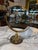 Vintage Brass Vanity Mirror With Etched Glass Base and Wood Trim For Sale - Image 9 of 10