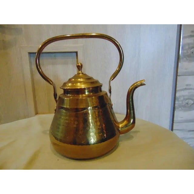Art Deco Brown Brass Kettle For Sale - Image 3 of 8