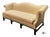 Wood Vintage Chippendale Style Mahogany Frame Camel Back Ivory Damask Print Upholstered Sofa For Sale - Image 7 of 10