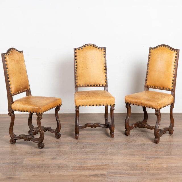 Rococo 19th Century Set of Six Swedish Vintage Leather Dining Chairs For Sale - Image 3 of 18