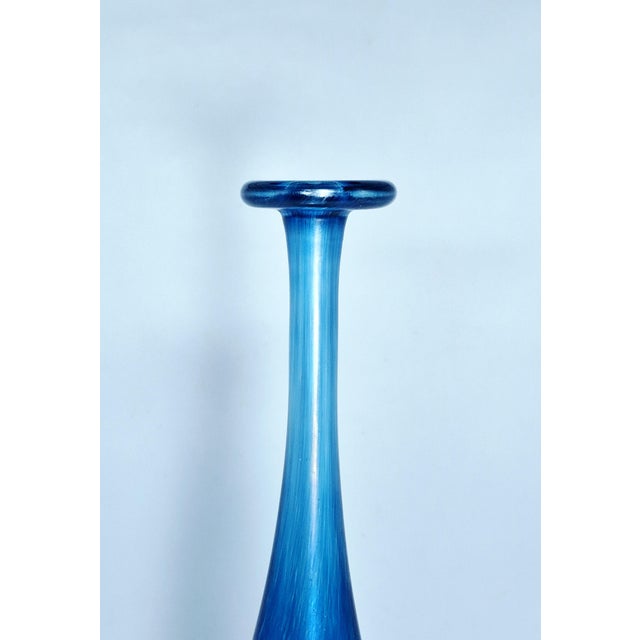 Robert Held Art Glass Iridescent Blue Bud Vase For Sale - Image 4 of 11