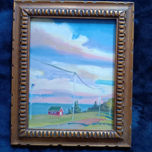 2000 - 2009 Red Boathouse on Crabtree Point Road Original Oil Painting, Framed For Sale - Image 5 of 5