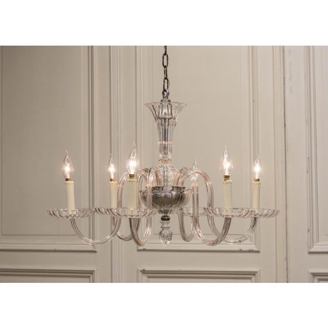 Clear Murano Crystal 6-Arm Chandelier in the style of Barovier, 1970s For Sale - Image 8 of 10