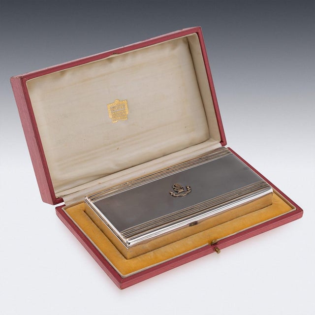 20th Century English Silver & 9k Gold Cigar Case from Cartier of New Bond St, 1929 For Sale - Image 3 of 18