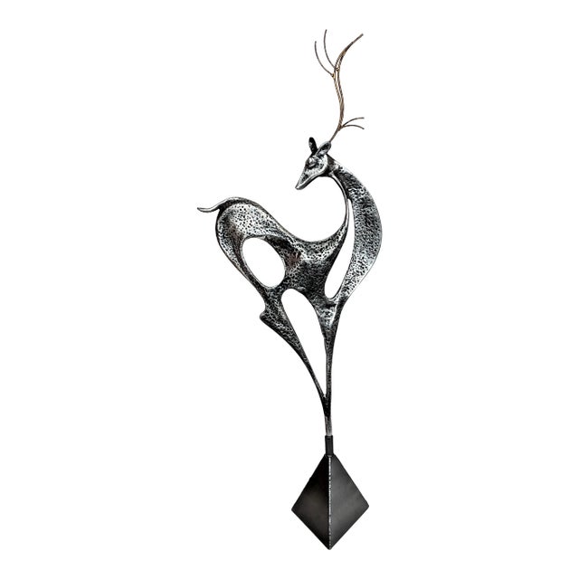 1980s Curtis Jere Metal Reindeer Sculpture For Sale