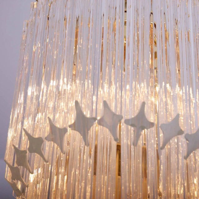 1980s Large Murano Glass Quadriedri Spiral Chandelier with Gold-Plated Fixture, 1980s For Sale - Image 5 of 6