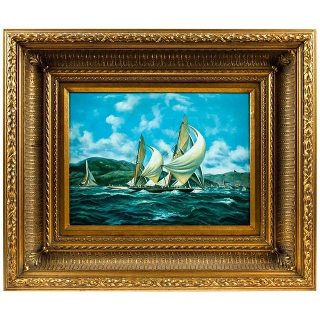 Gilded Wood Framed Oil on Canvas Painting For Sale - Image 11 of 11