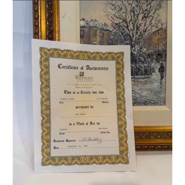 Impressionist 1960s Maxwell Parsons Oil Painting - Street Scene For Sale - Image 3 of 6