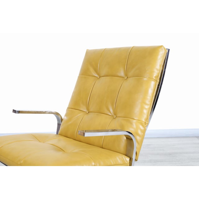 Metal Vintage Chrome and Leather Lounge Chair and Ottoman - 2 Pieces For Sale - Image 7 of 12