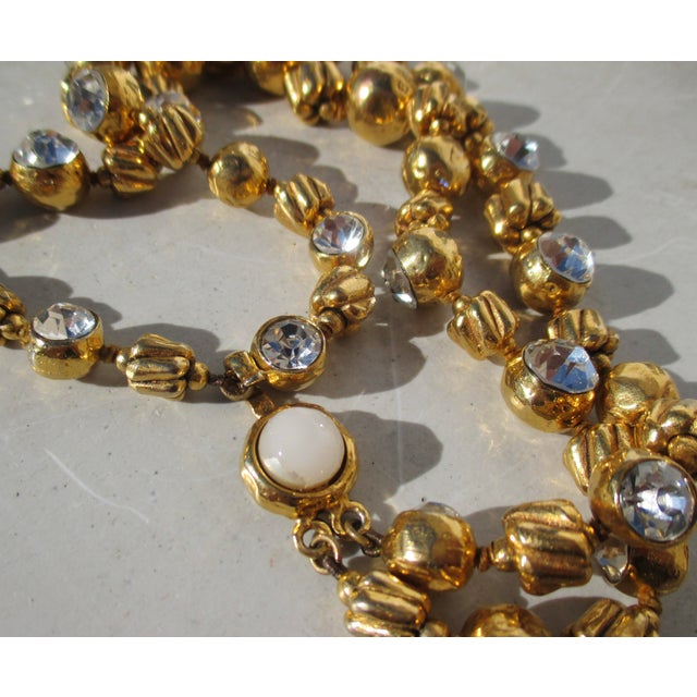 Chanel Necklace Gold Plated With Faceted Rhinestones For Sale - Image 9 of 10