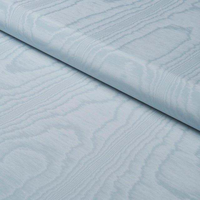Schumacher Sample - Schumacher Washington Moiré Fabric In Robin'S Egg For Sale - Image 4 of 5