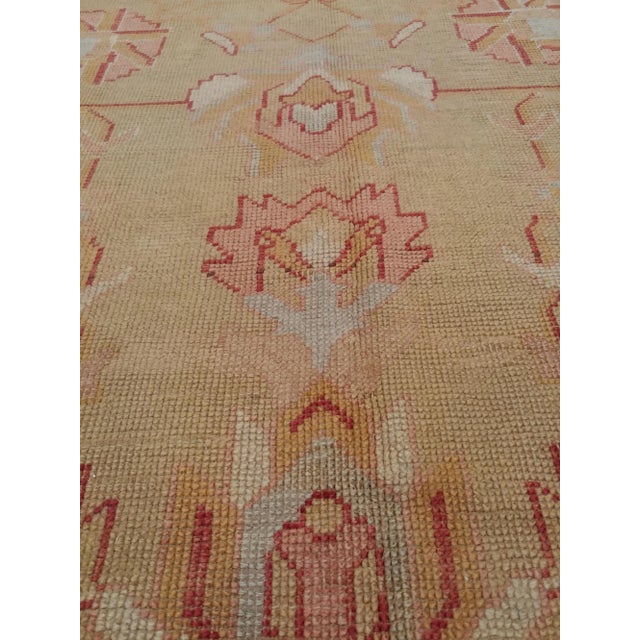 Textile An Oushak Carpet, Turkish Rugs, Handmade Oriental Rugs, Gold, Green, Pink, Ivory For Sale - Image 7 of 11