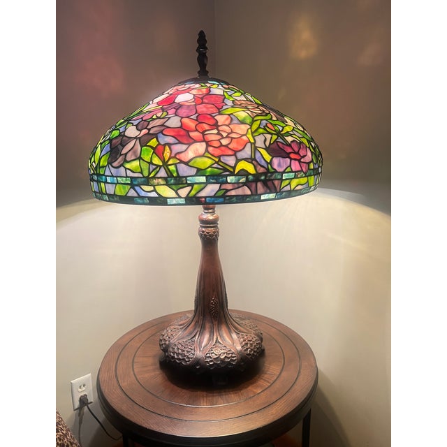 1920s 1920s Authentic Tiffany Peony Design Table Lamp For Sale - Image 5 of 8