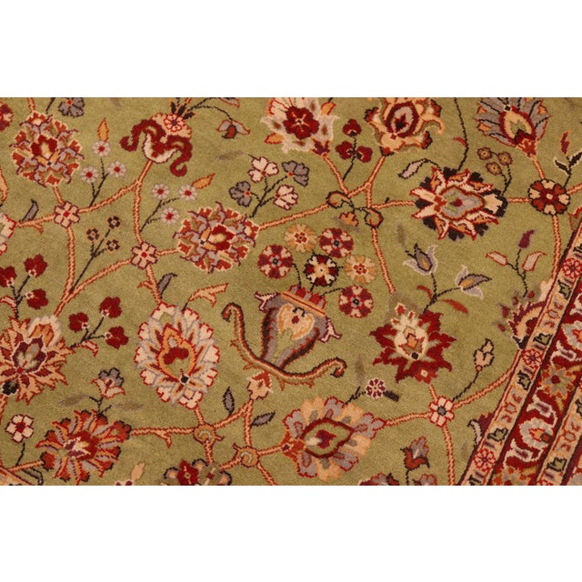 Shabby Chic Shabby Chic 1990's Pak-Persian Green/Burgundy Wool Rug - 6'2'' X 8'9'' For Sale - Image 3 of 9