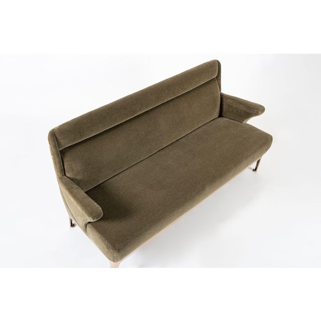 Restored 1940s Art Deco Sofa Mink Mohair, Matching Chair Available For Sale - Image 4 of 14